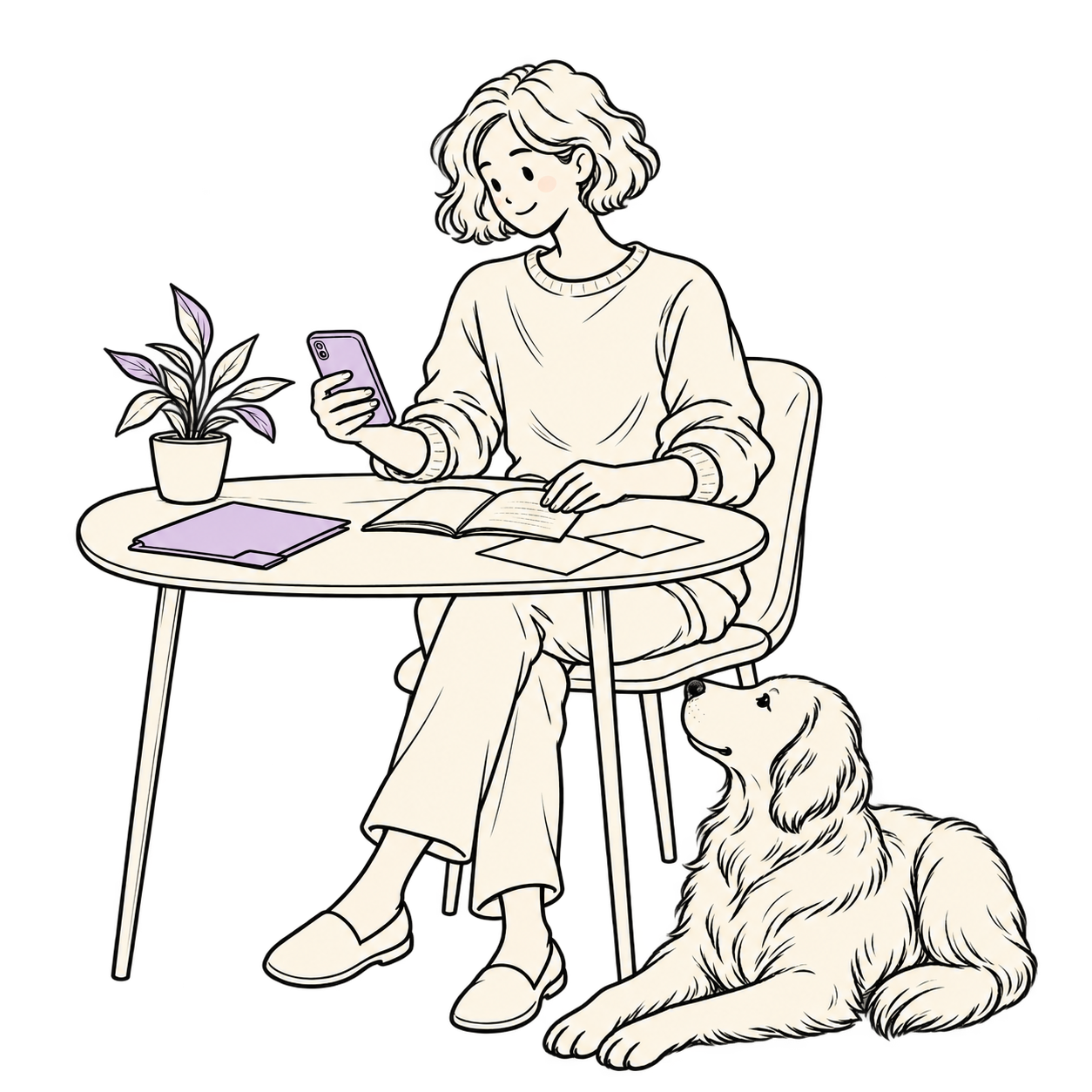 A person caring for their dog, with records close at hand